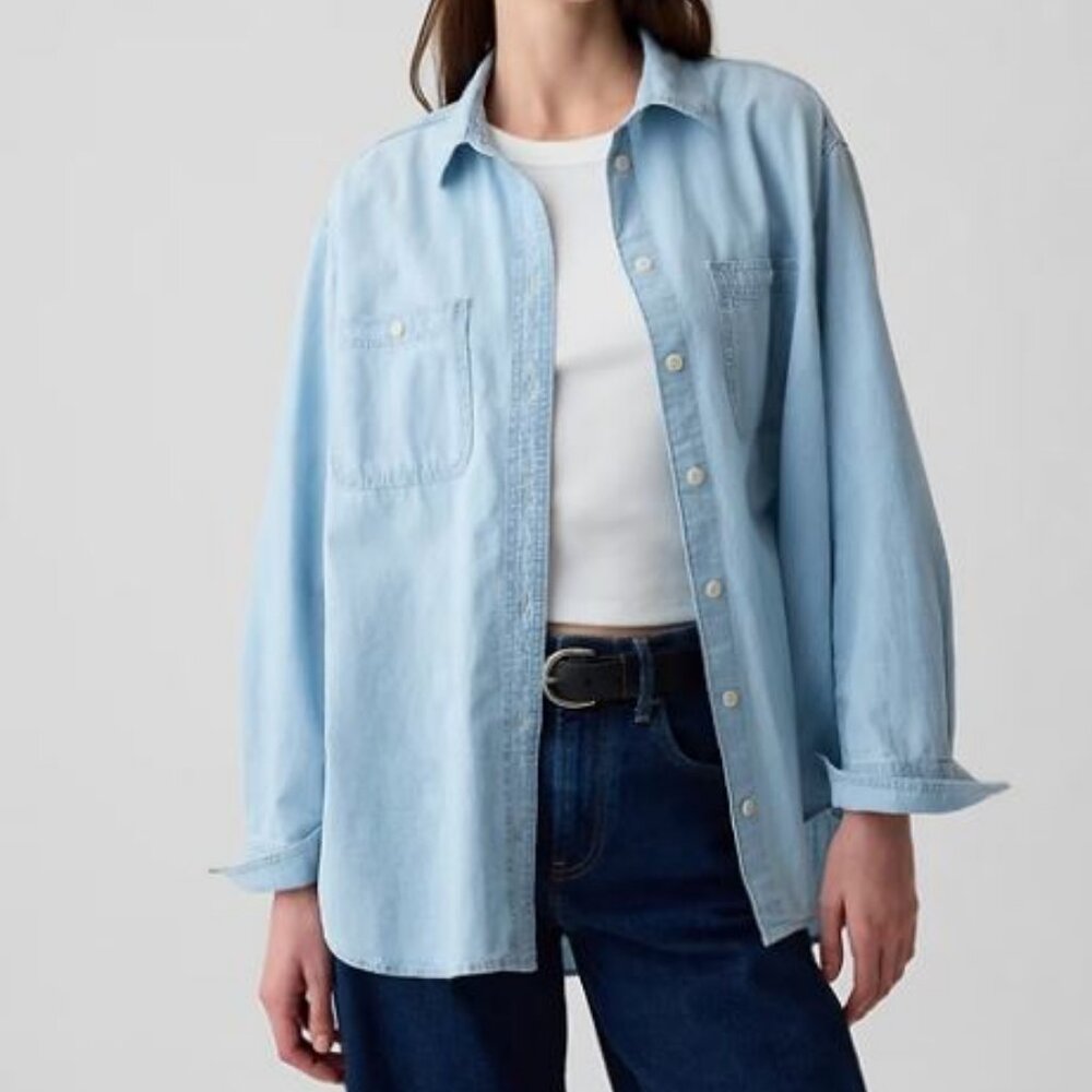 GAP Light Blue Chambray Button Down Shirt Oversized Small